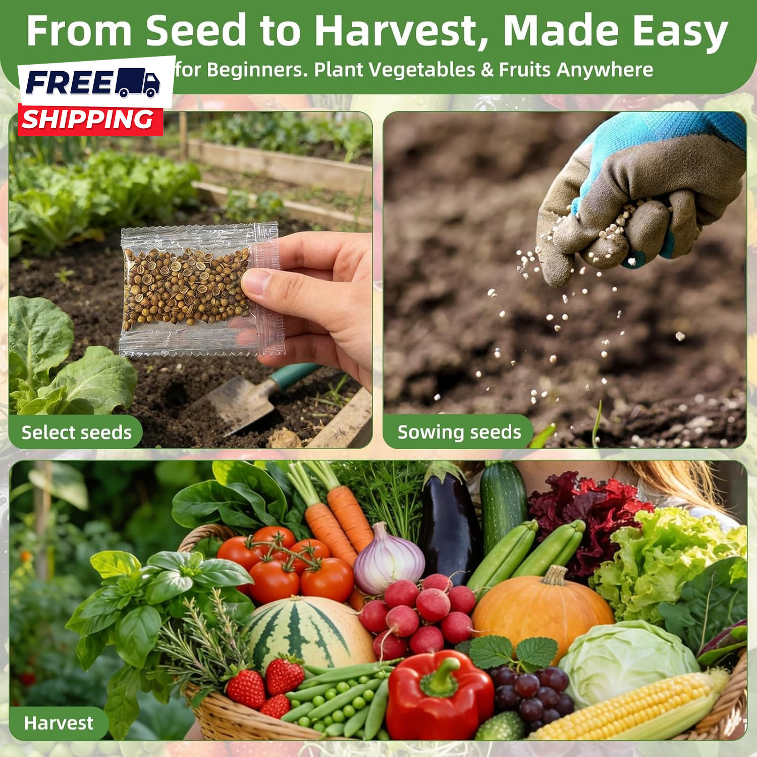 Seed Vault Heirloom Vegetable Seeds Planting Kit 15000+ Non Gmo Seeds