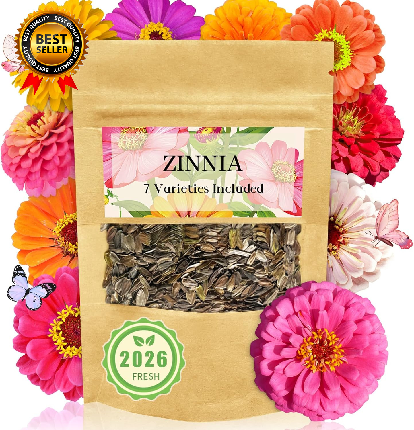 Zinnia Seeds Bulk 5,000+ | Outdoor Flower for Planting |Giant Zinnia Seeds
