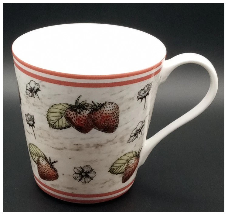 Queens Fine Bone China Vintage Country Garden Strawberry Teacup
