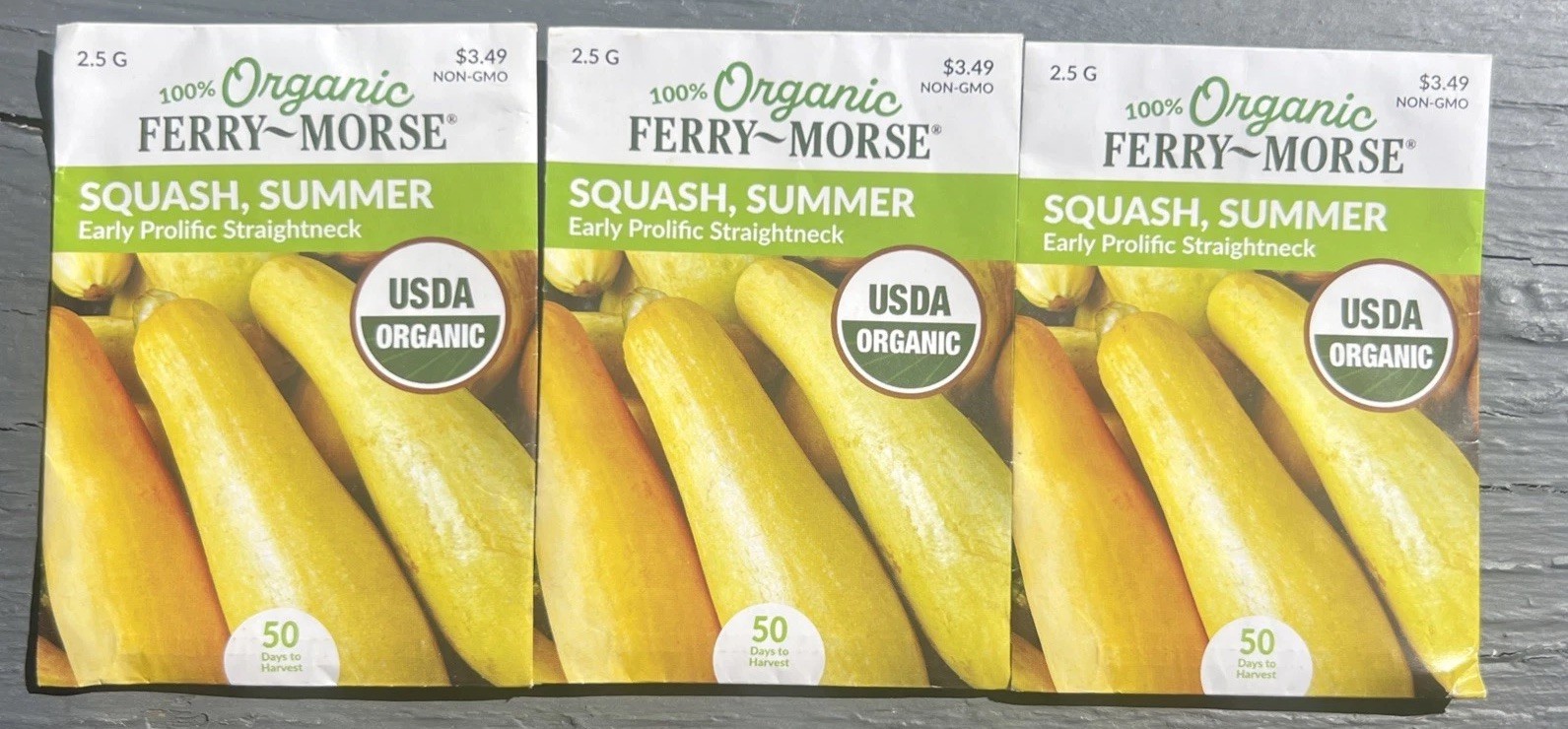 Ferry Morse Lot Of 3 Yellow Summer Squash Early Prolific Straightneck