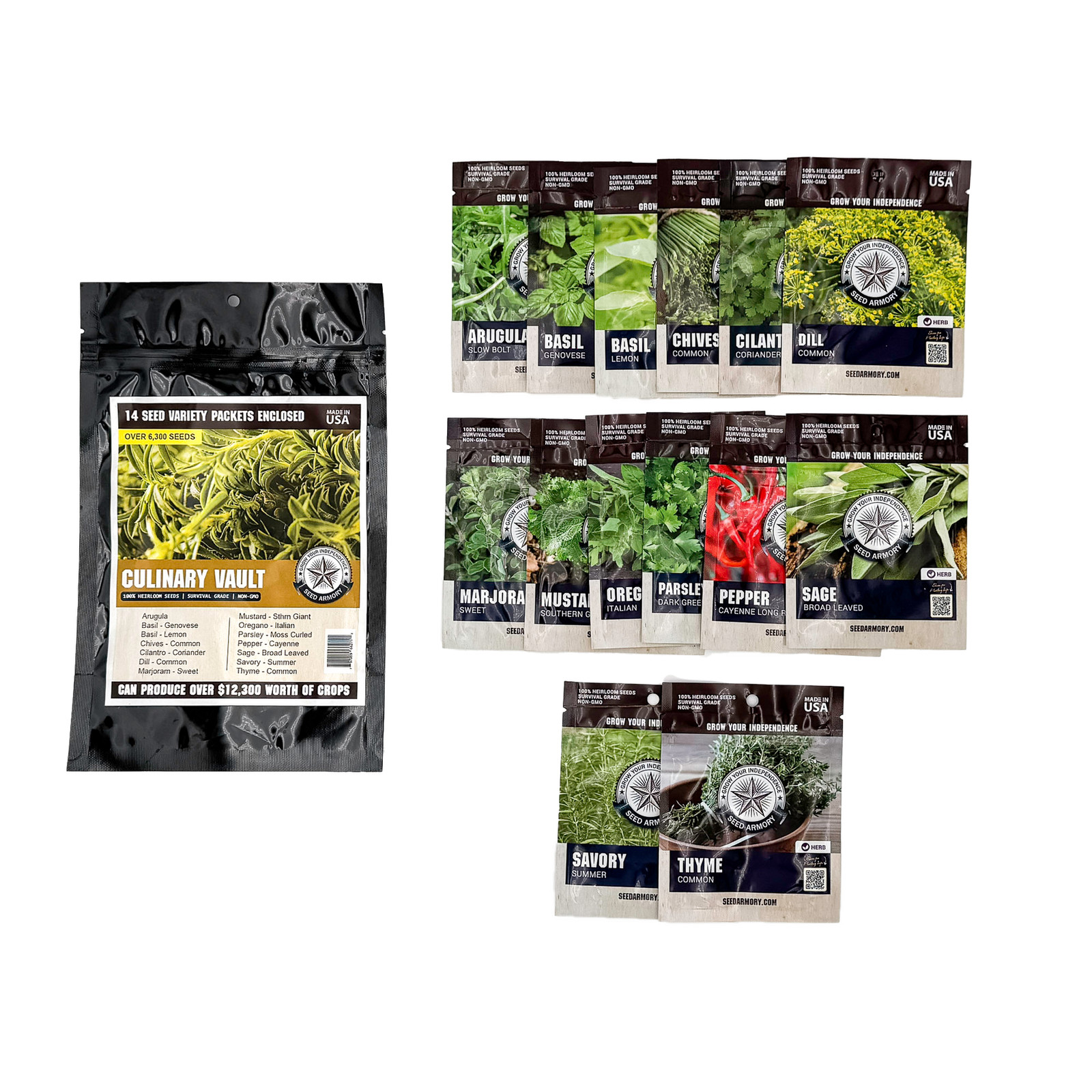 The Seed Armory Culinary Vault Seeds – 14 Varieties for Self-Sufficiency