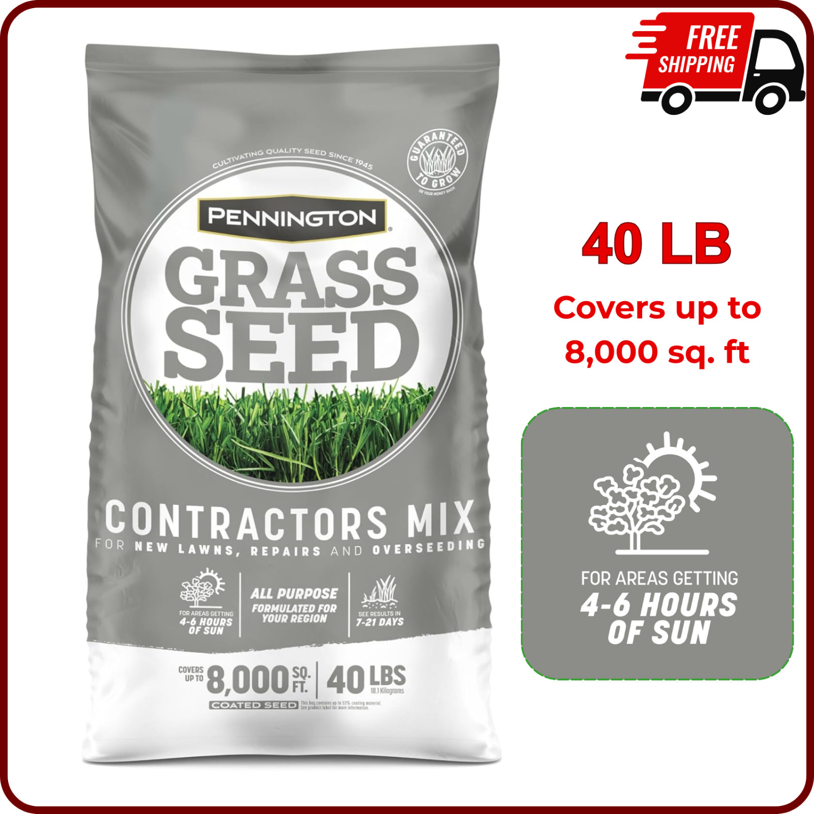 Pennington Northern Contractors Grass Seed Mix 40 lbs Covers Up To 8000 sq. ft.