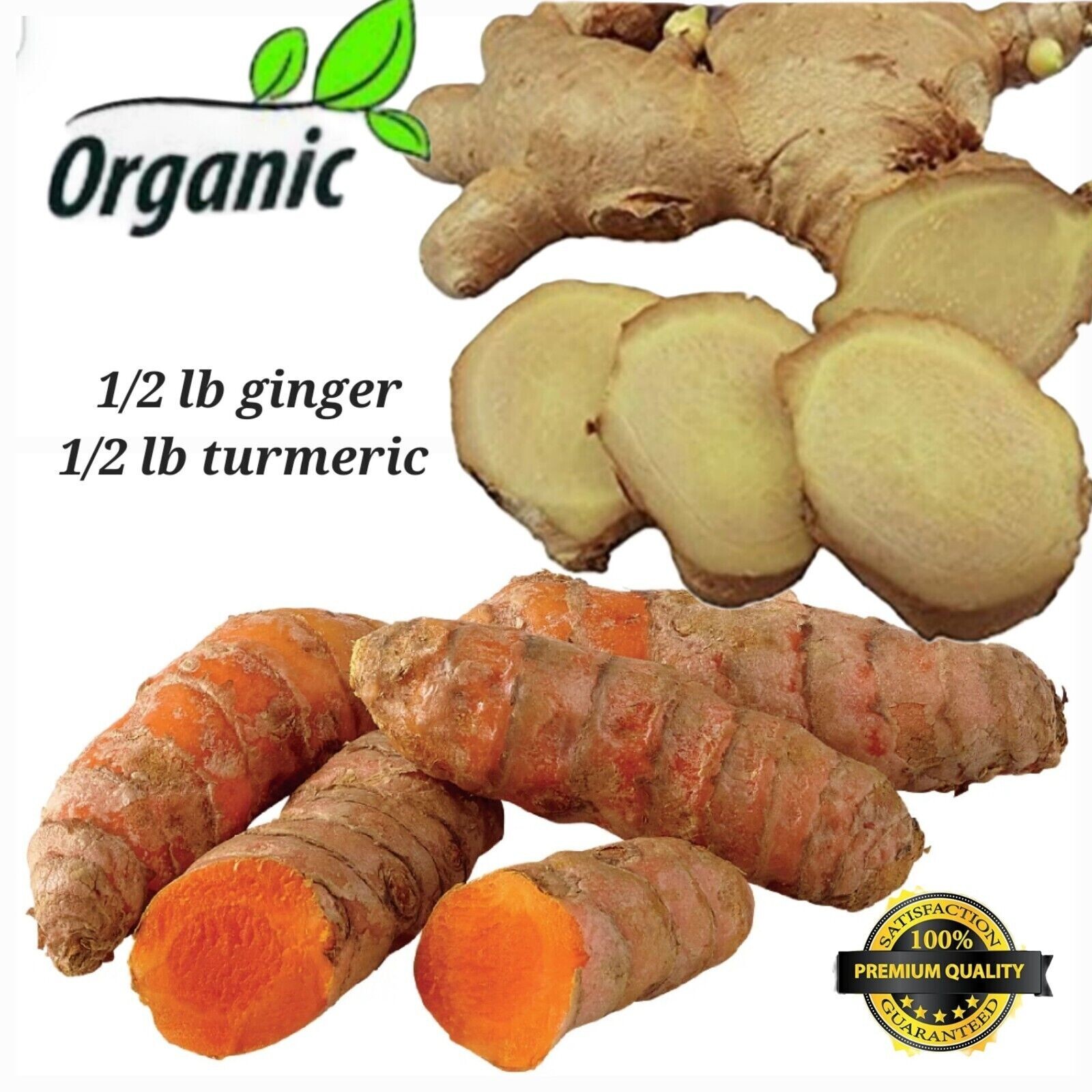 8oz Turmeric Roots 8oz Ginger Organic, Plant, Spices, Cooking, Curcuma Longa