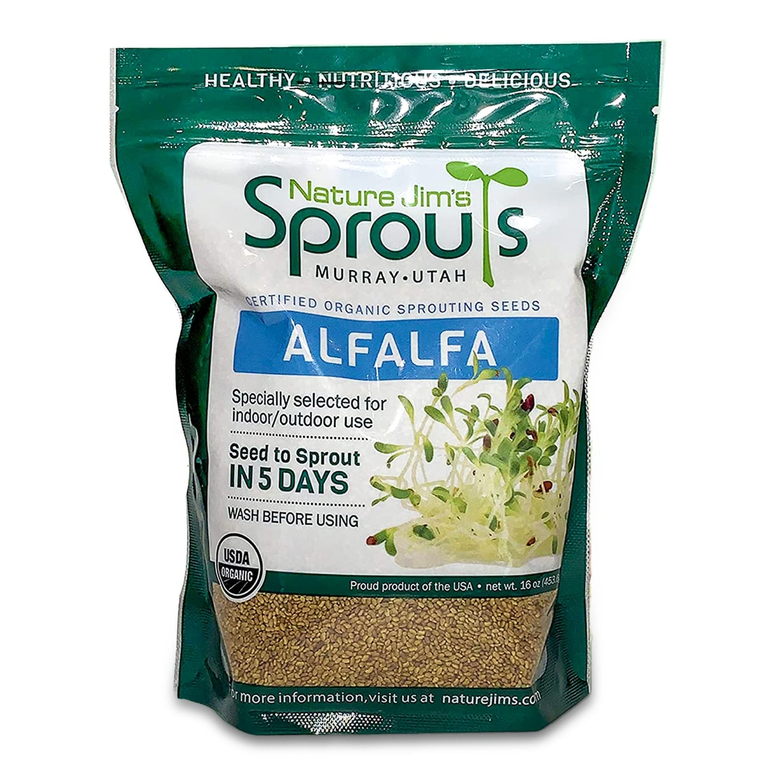 Nature Jims Sprouts alfalfa Seeds – 16 Oz Organic Sprouting Seeds – Non-GMO P…