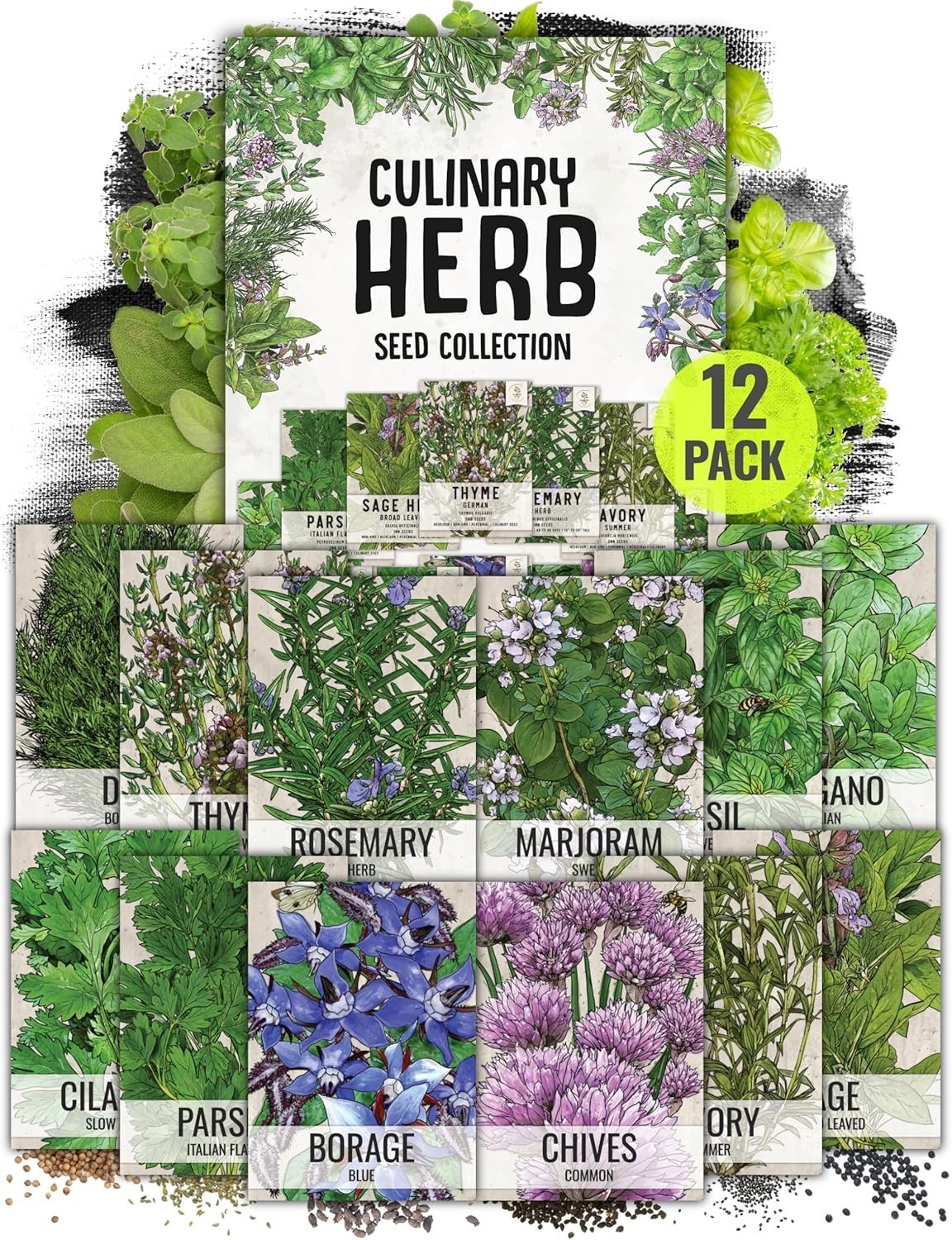 Herb Seeds Variety Pack Culinary Herb Collection 12 Individual Packets for Pl…