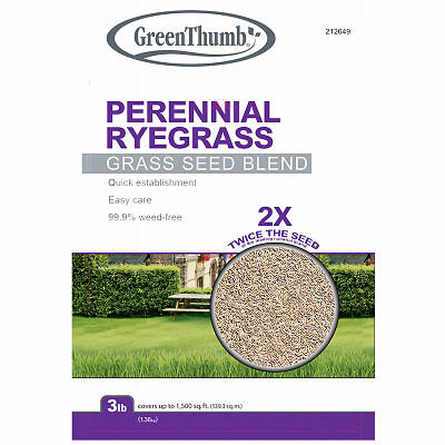 Green Thumb GTPRG3 Perennial Ryegrass Seed Mix, 3 Lbs., Covers 420 Sq. Ft. –