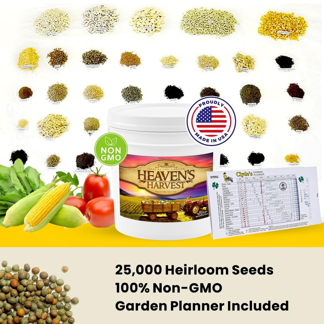 10-Year Survival Garden Seed Bank Kit | 25,000+ Heirloom Non-GMO Seeds & Storage