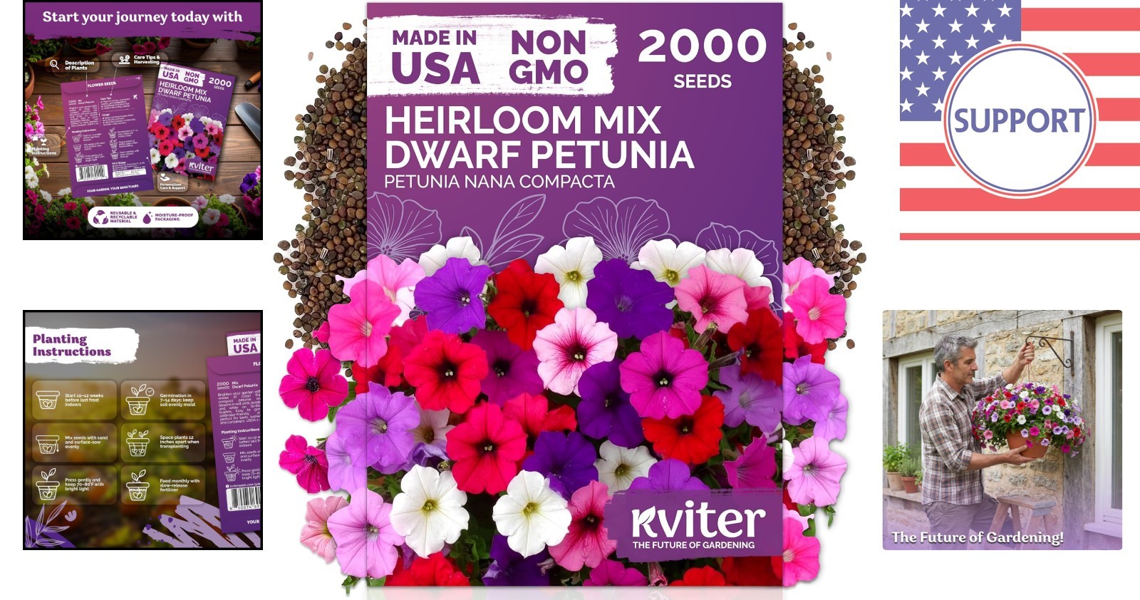 2,000 Non-GMO Mini Petunia Seeds – Ideal for Outdoor and Indoor Gardens