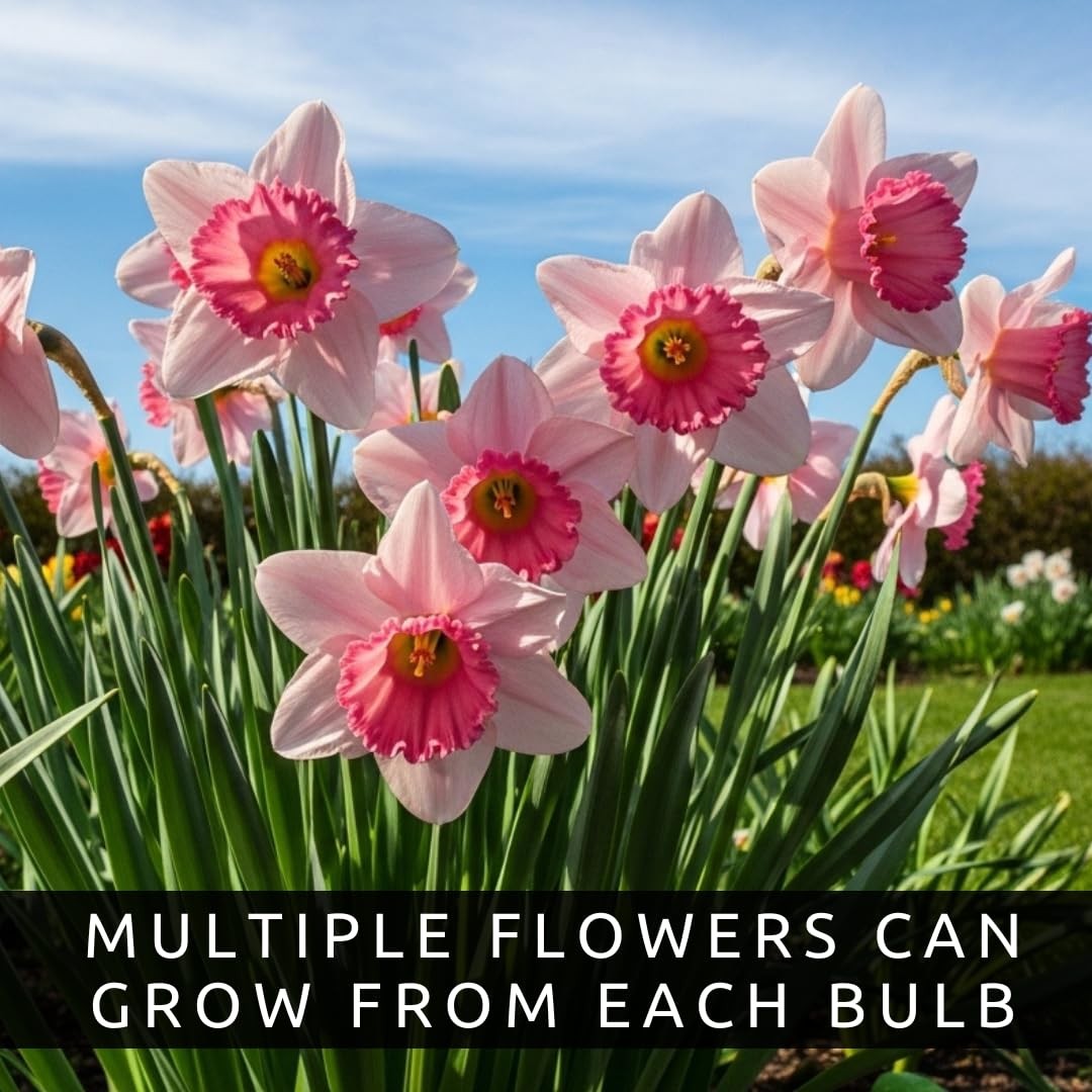 Pink Party Daffodil Bulbs for Planting (10 Bulbs) – Double Pink and White Spring