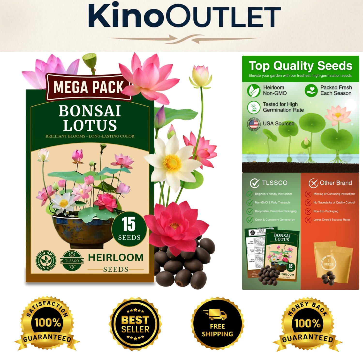 15 Non-GMO Lotus Seeds for Stunning Indoor & Outdoor Aquatic Gardens