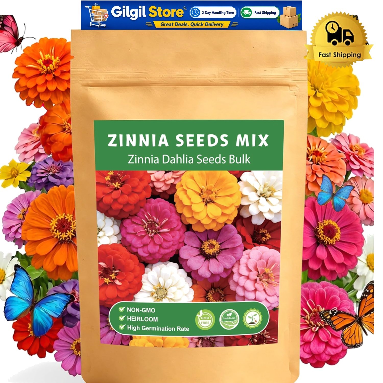 Double Dahlia Zinnia Seeds – 10,000+ Vibrant Flower Seeds for Gardens