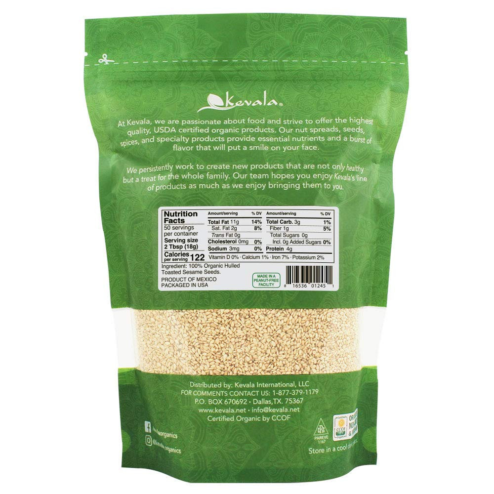 Toasted Sesame Seeds Organic Hulled Gluten Free Kosher Vegan 32Oz 2Lb