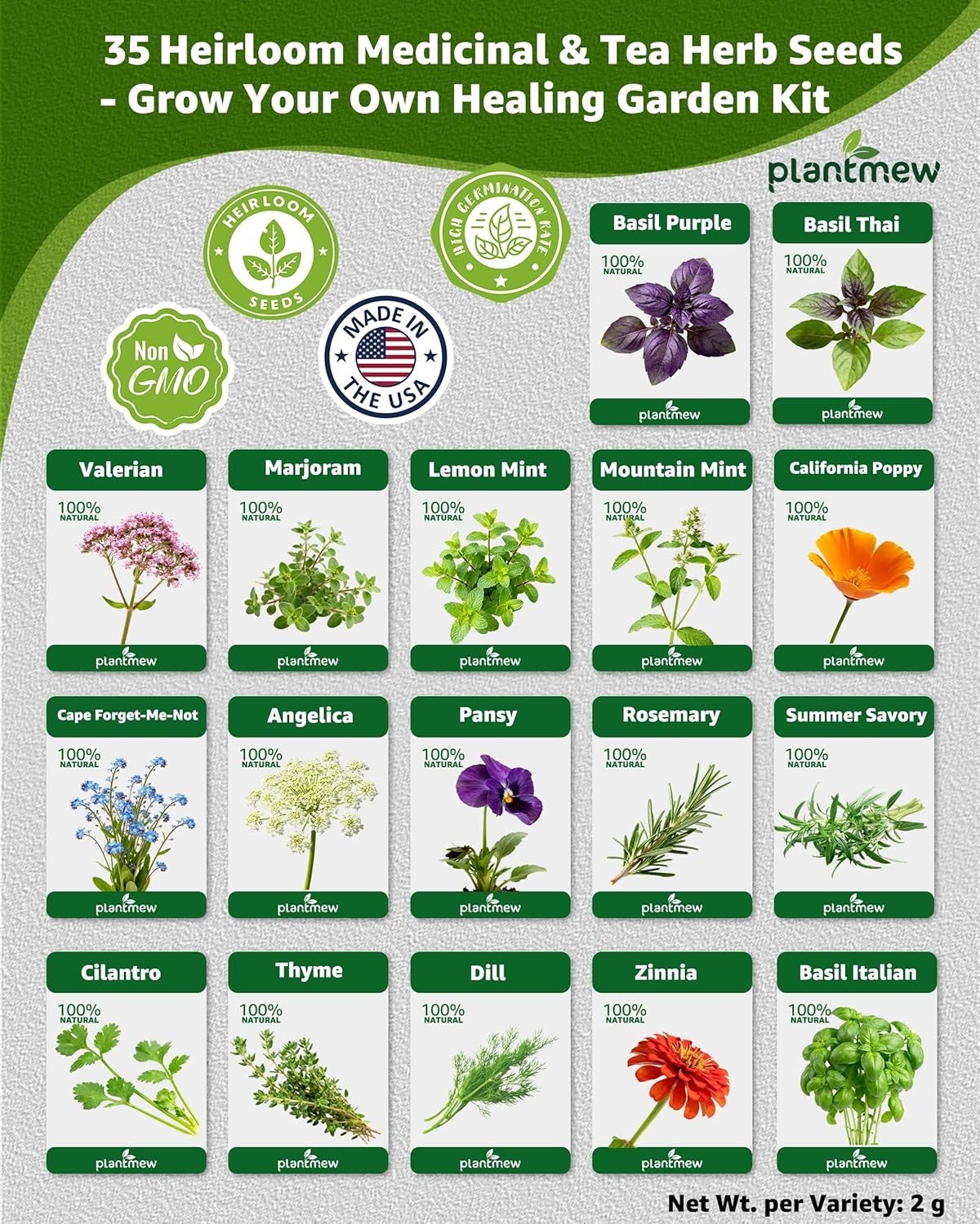 Medicinal & Tea Herb Seeds for Planting – 35 Non-GMO Heirloom Variety Pack fo…