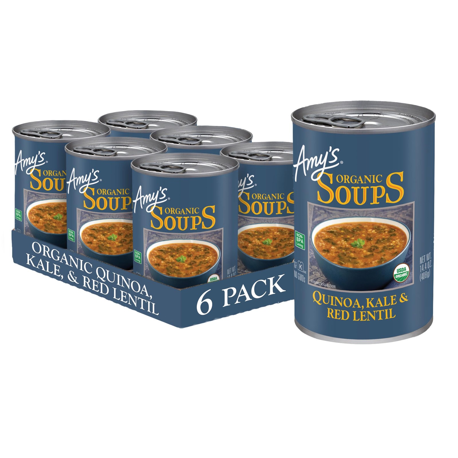 Amy’s Soup, Vegan, Gluten Free, Organic Kale, Quinoa and Red Lentil, 14.4 Oun…