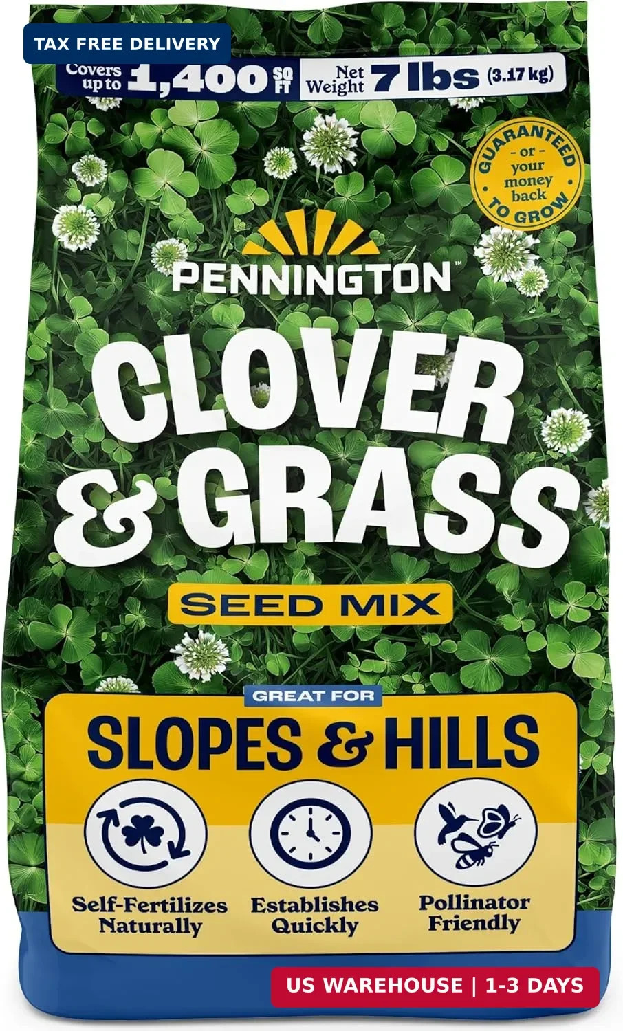 Pennington Clover + Grass Mix, Clover Seeds for Lawn, 7 LB