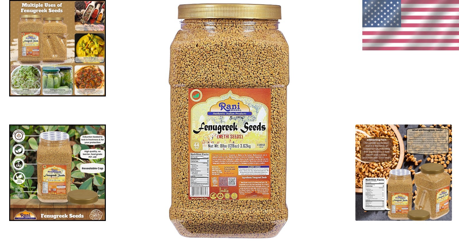 Rani Bulk Fenugreek Seeds – 8lbs Methi Seeds for Cooking & Ayurvedic Use