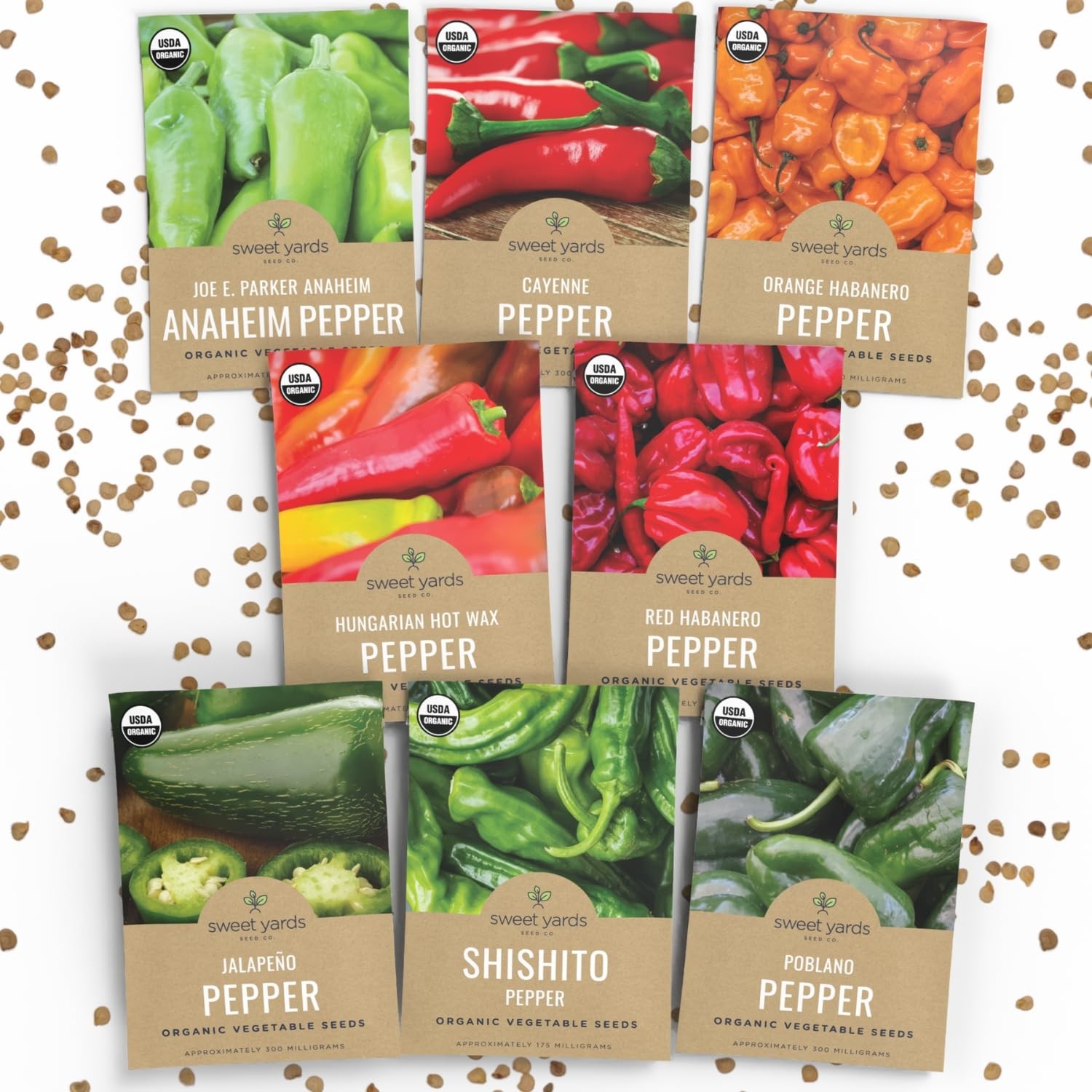 Organic Hot Pepper Seeds Variety Pack – 8 Individual Packs – 2026 Season – Ha…