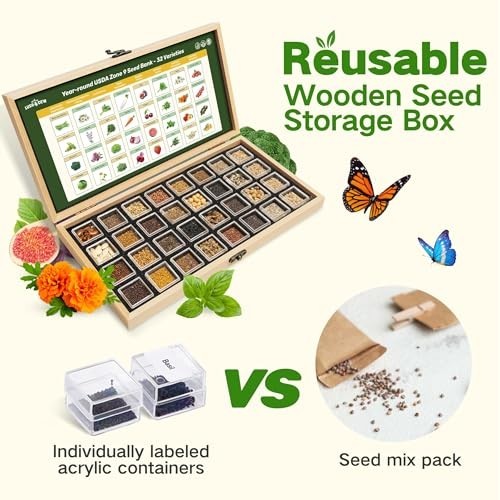 32 Varieties Non-GMO Heirloom Seed Bank for Zone 9 – Gardening Gifts for All