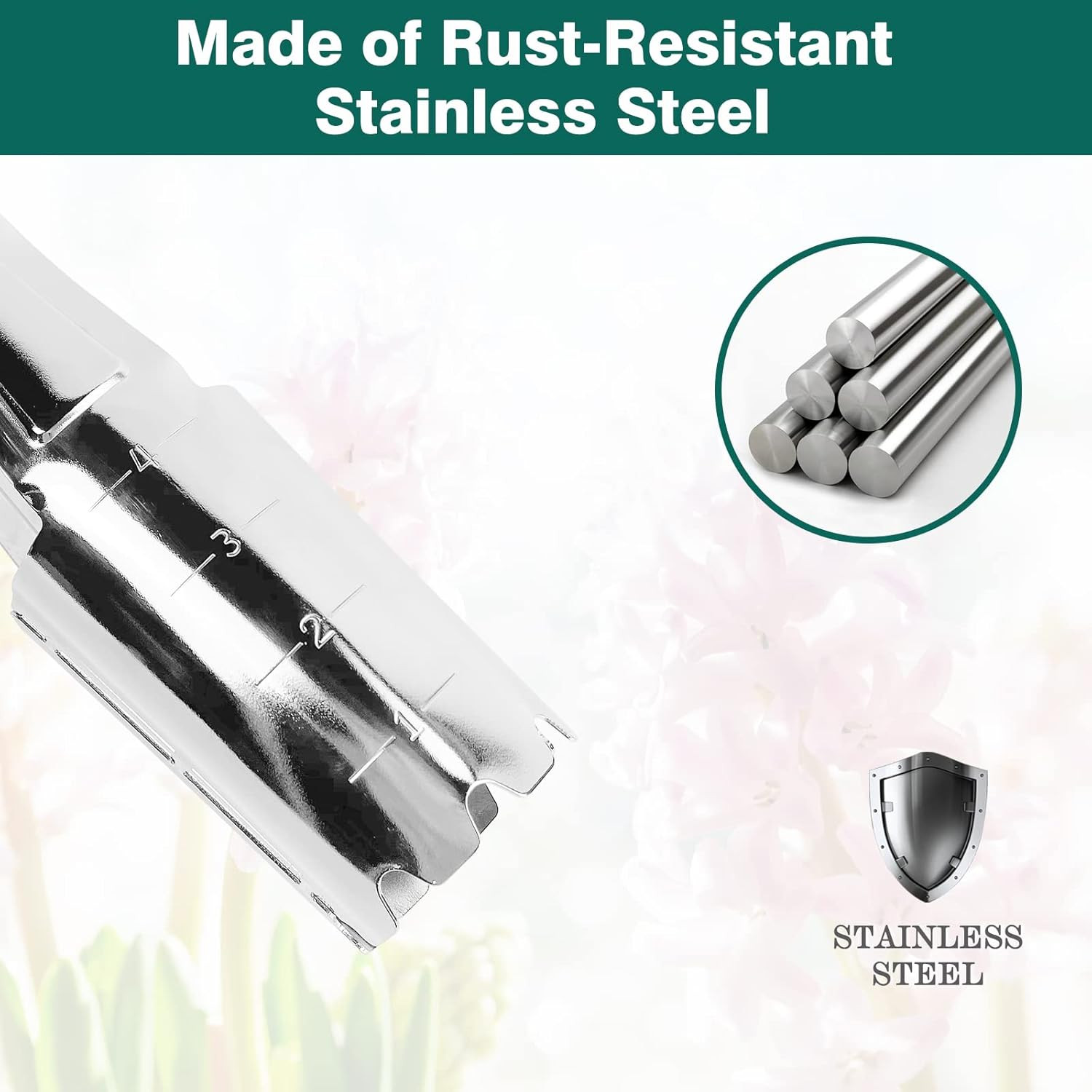 Garden Bulb Planter with 4 Inches Depth Mark, Stainless Steel Gardening Bulb Tra