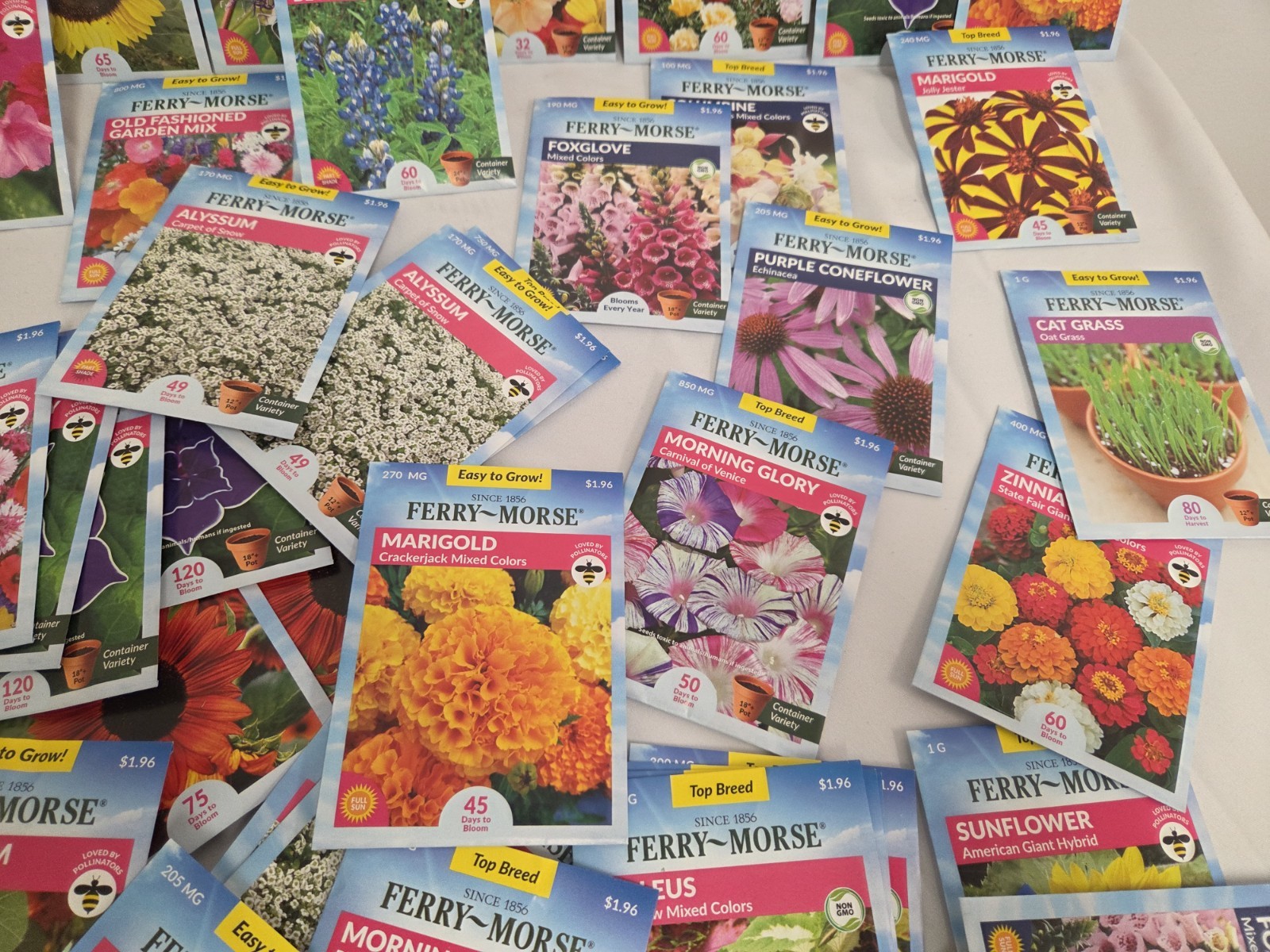 Lot Of 100 Variety Flower Seeds Packs Garden Pollinator- ALL FERRY MORSE 12/26