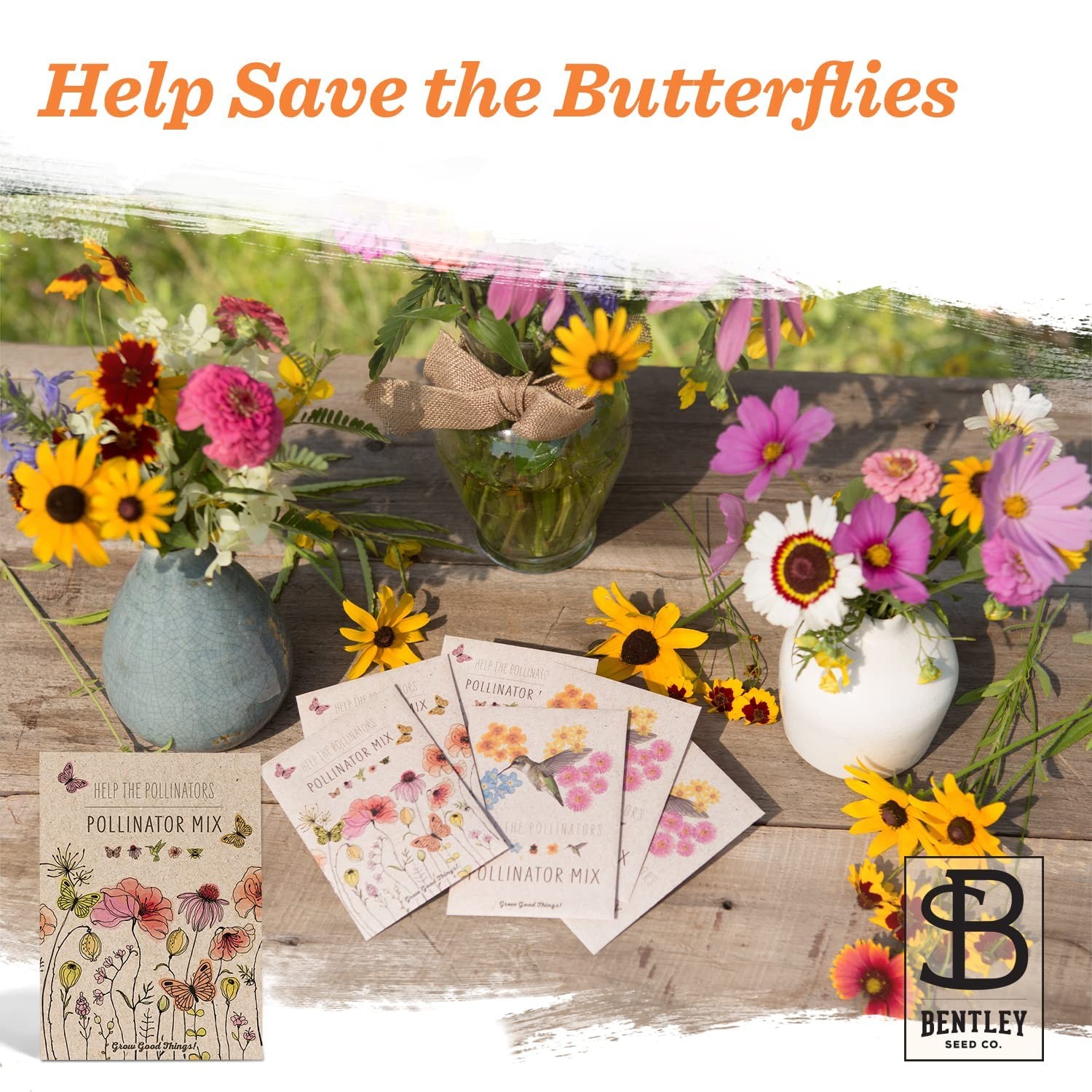 Bentley Pollinator Mix – Pre-Filled, Non-GMO, Non-Coated Butterfly Packets – …