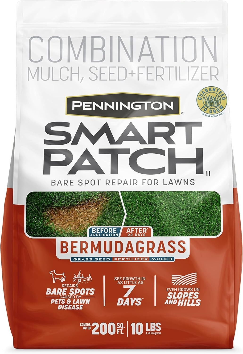 Smart Patch Bermudagrass 10lb 200 sq. ft. Grass Seed Bare Spot Repair with Mu…