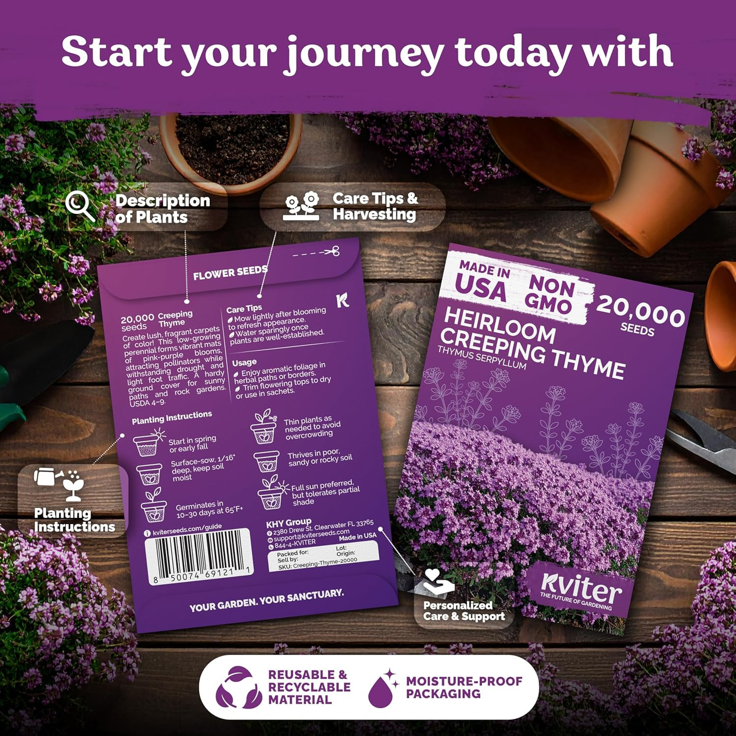 20,000 Creeping Thyme Seeds (Thymus Serpyllum) – Wild Thyme, Aromatic Ground Cov