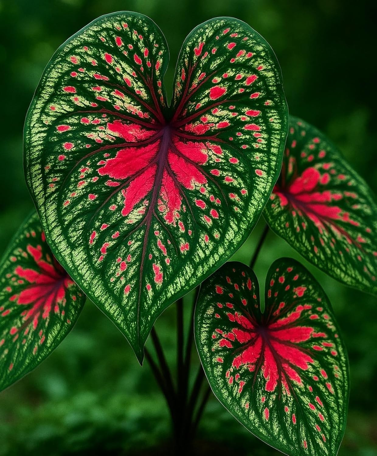 Two Spicy Lizard Caladium Bulbs – Vibrant Tropical Foliage for Indoor & Garden