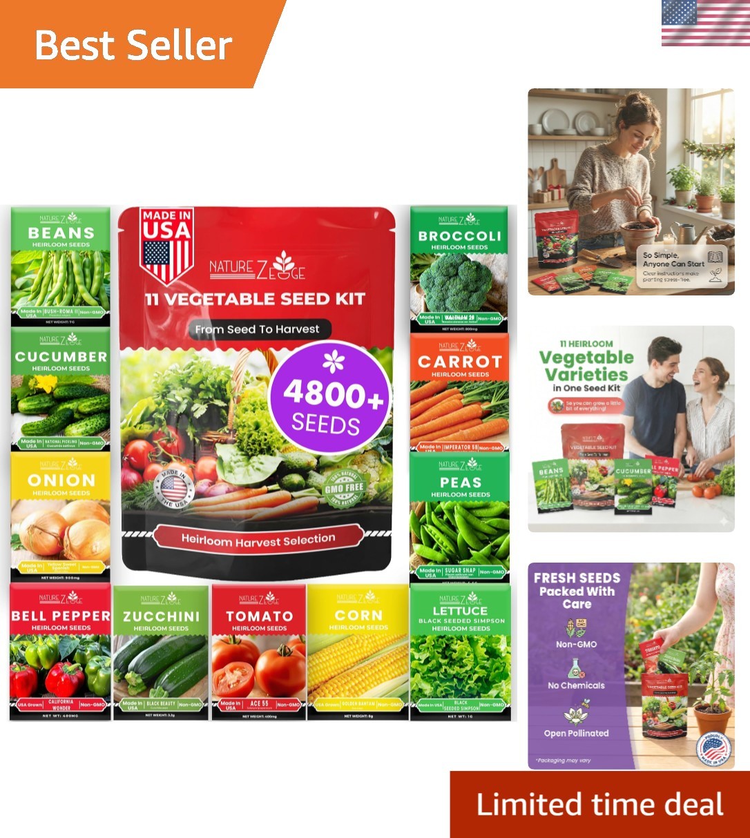 Non-GMO Survival Seed Vault: 11 Easy-Grow Heirloom Vegetables for All Climates