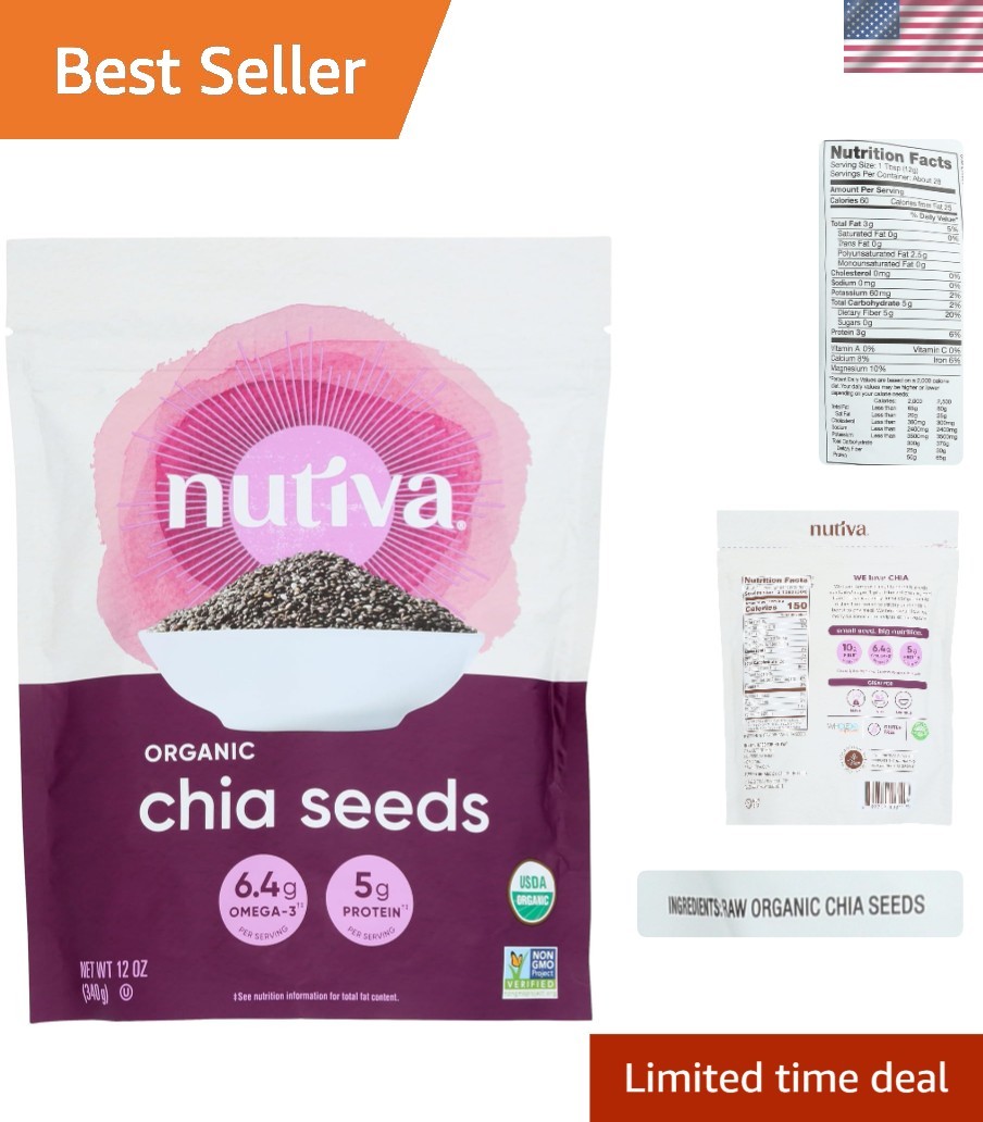 Nutiva Raw Organic Black Chia Seeds, 12 Ounce – Superfood For Smoothies & More