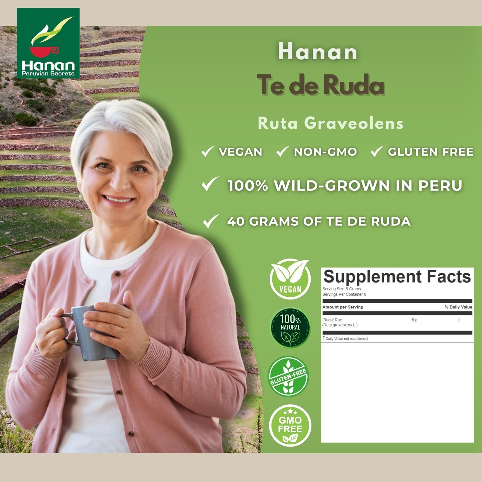 Rue Loose Leaf Tea 40g Natural Herbal Relaxation & WellBeing from Peru