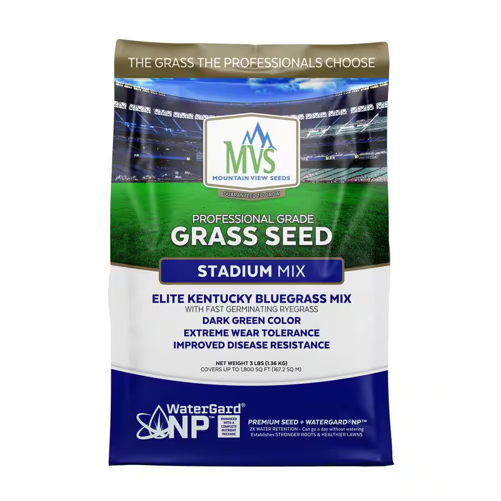 Mountain View Seeds Professional Grade Stadium Mix, Dark Green Color – 3 lbs.