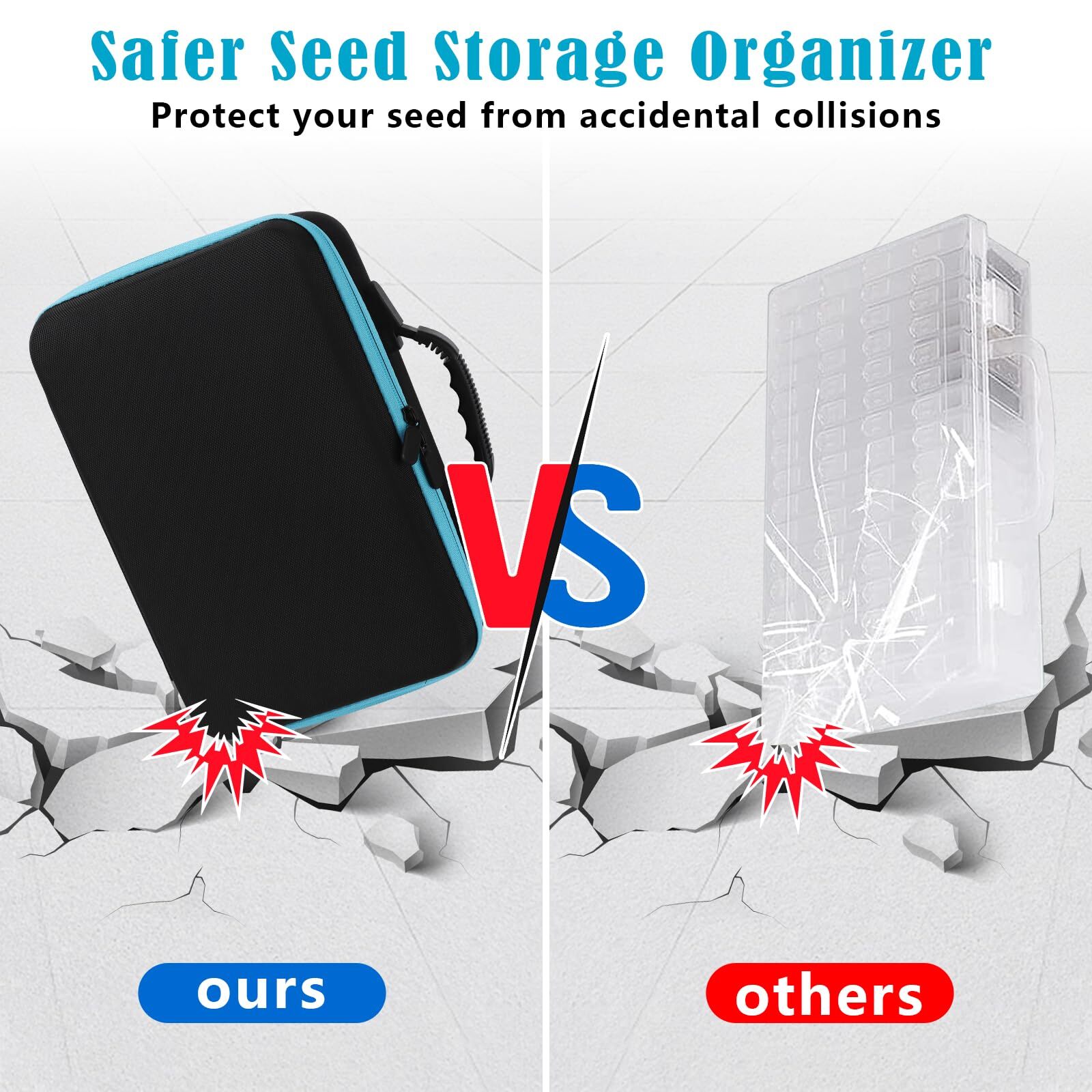 60 Slots Seed Storage Organizer Box with Zipper Bag for Flower Plants Garden