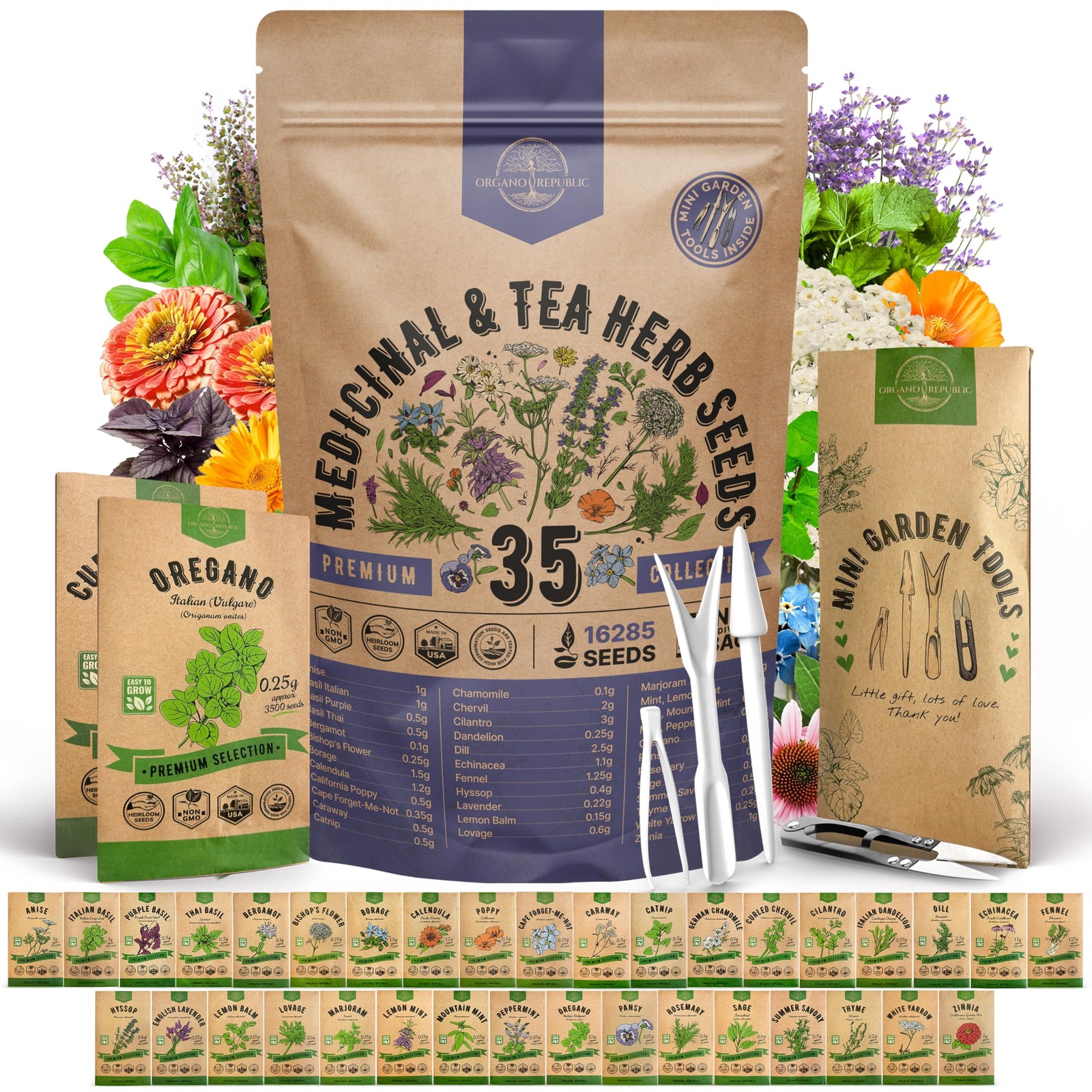 35 Medicinal & Tea Herb Seeds Variety Pack for Indoor & Outdoors. 16,335+ Non…