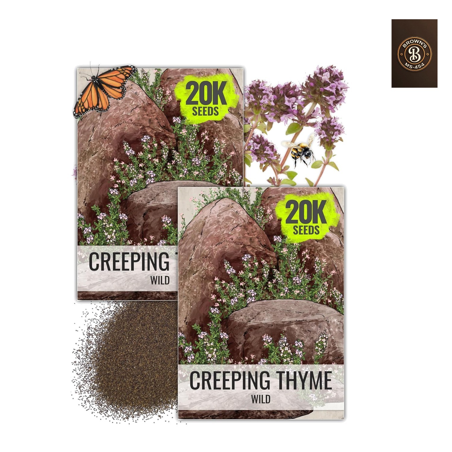 Wild Creeping Thyme Seeds for Planting – Heirloom & Open Pollinated – Attract…
