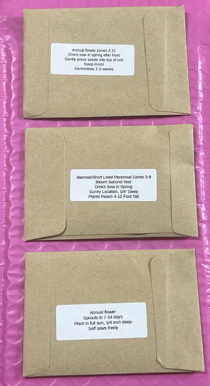 3 Pack Flower Seeds~Organic Heirloom~ Love In A Mist~Hollhock~Bachelor Button