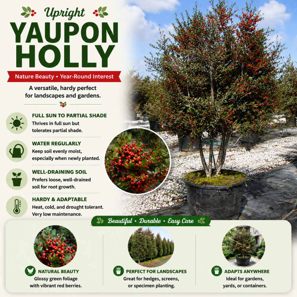 Upright Yaupon Holly Shrub Live Plant 4-6 Inches Tall Rooted Ilex Vomitoria