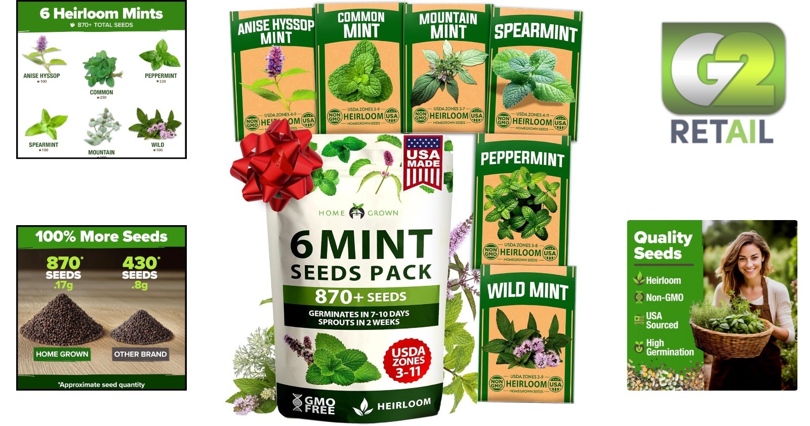 Grow Fresh Mint at Home – 870+ Heirloom Non-GMO Seeds for -Round Enjoyment