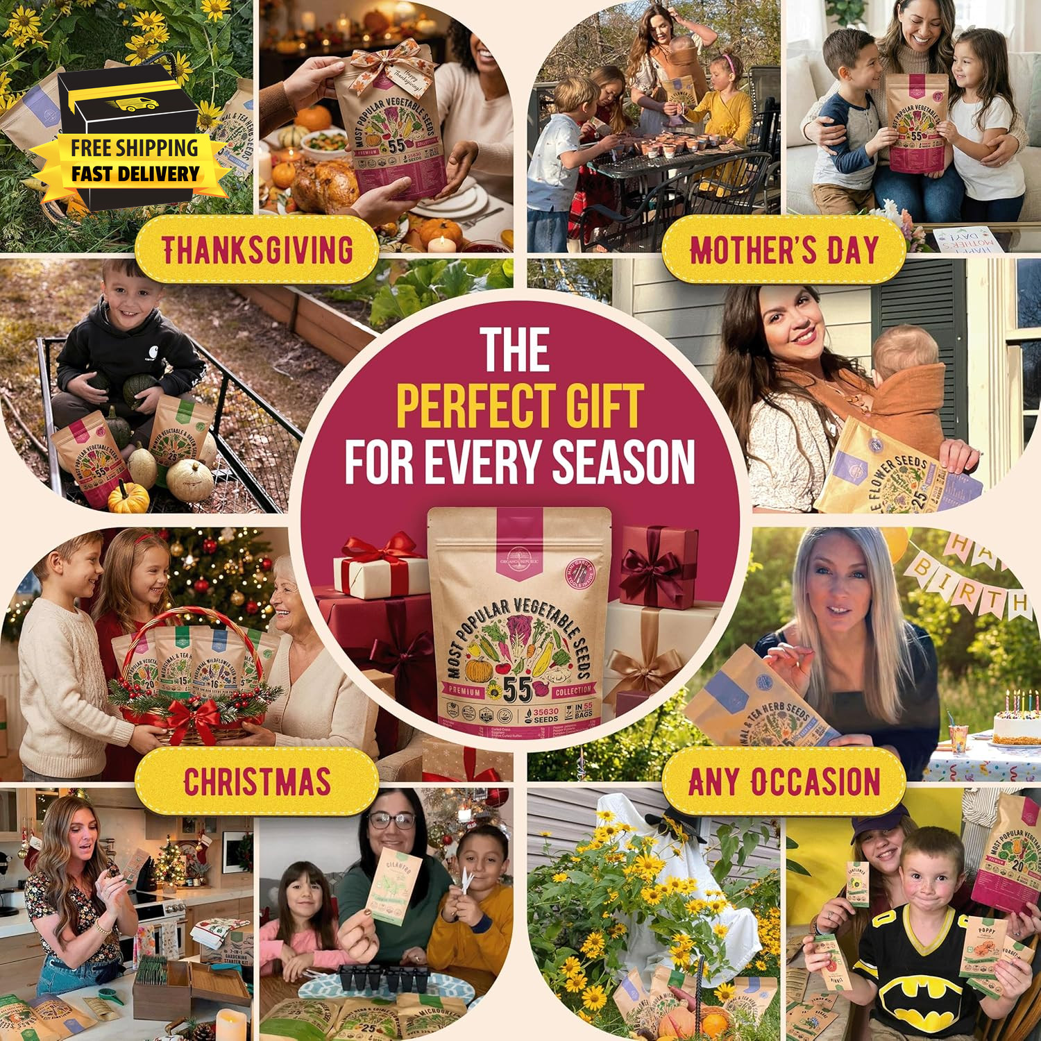 55 Vegetable Seeds Variety Pack – 35,600+ Non-Gmo Heirloom Seeds for Planting Ve