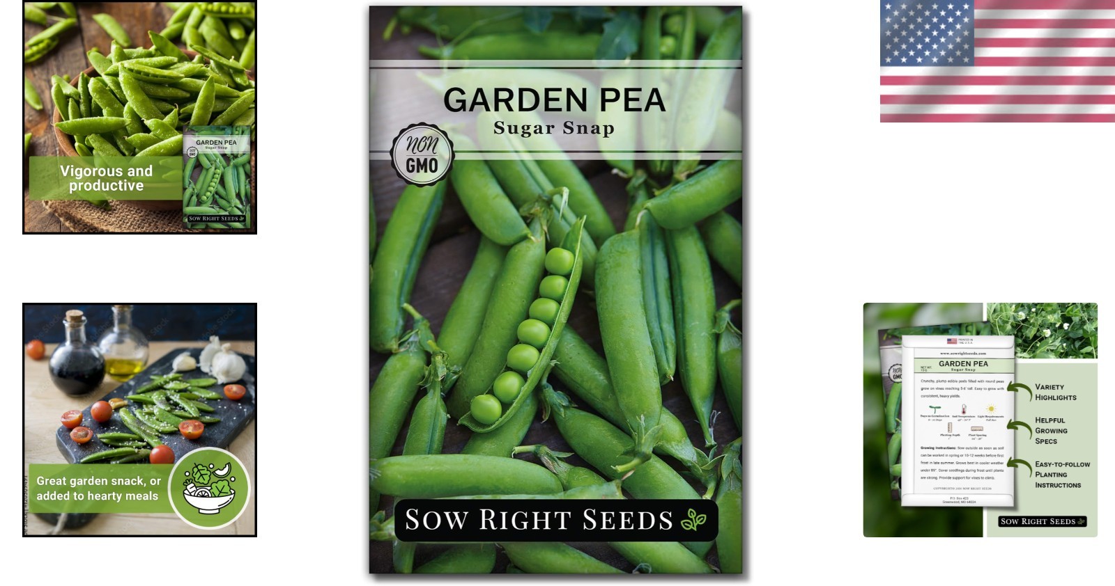 Sugar Snap Pea Seeds – Ideal for Outdoor Gardens & Fresh Snacking