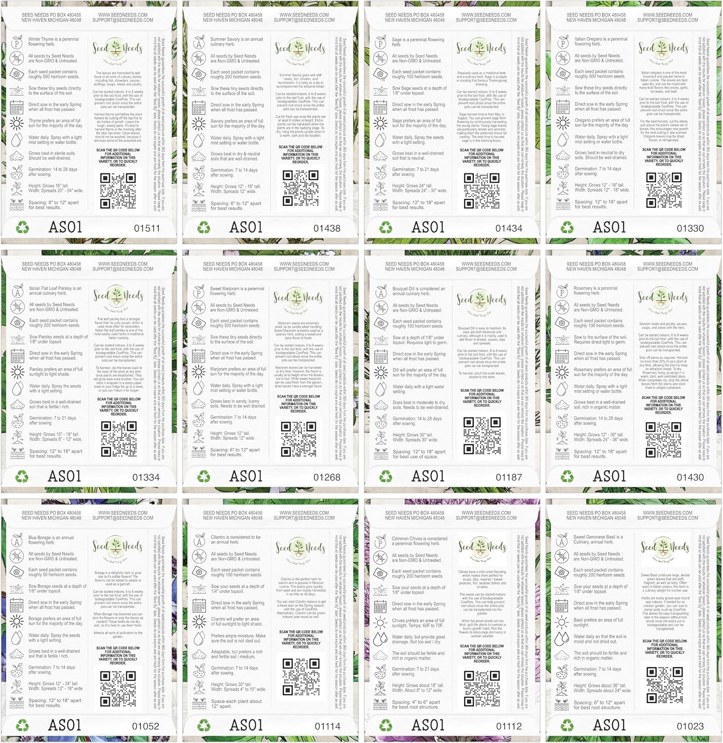 Herb Seeds Variety Pack Culinary Herb Collection (12 Individual Packets for Plan