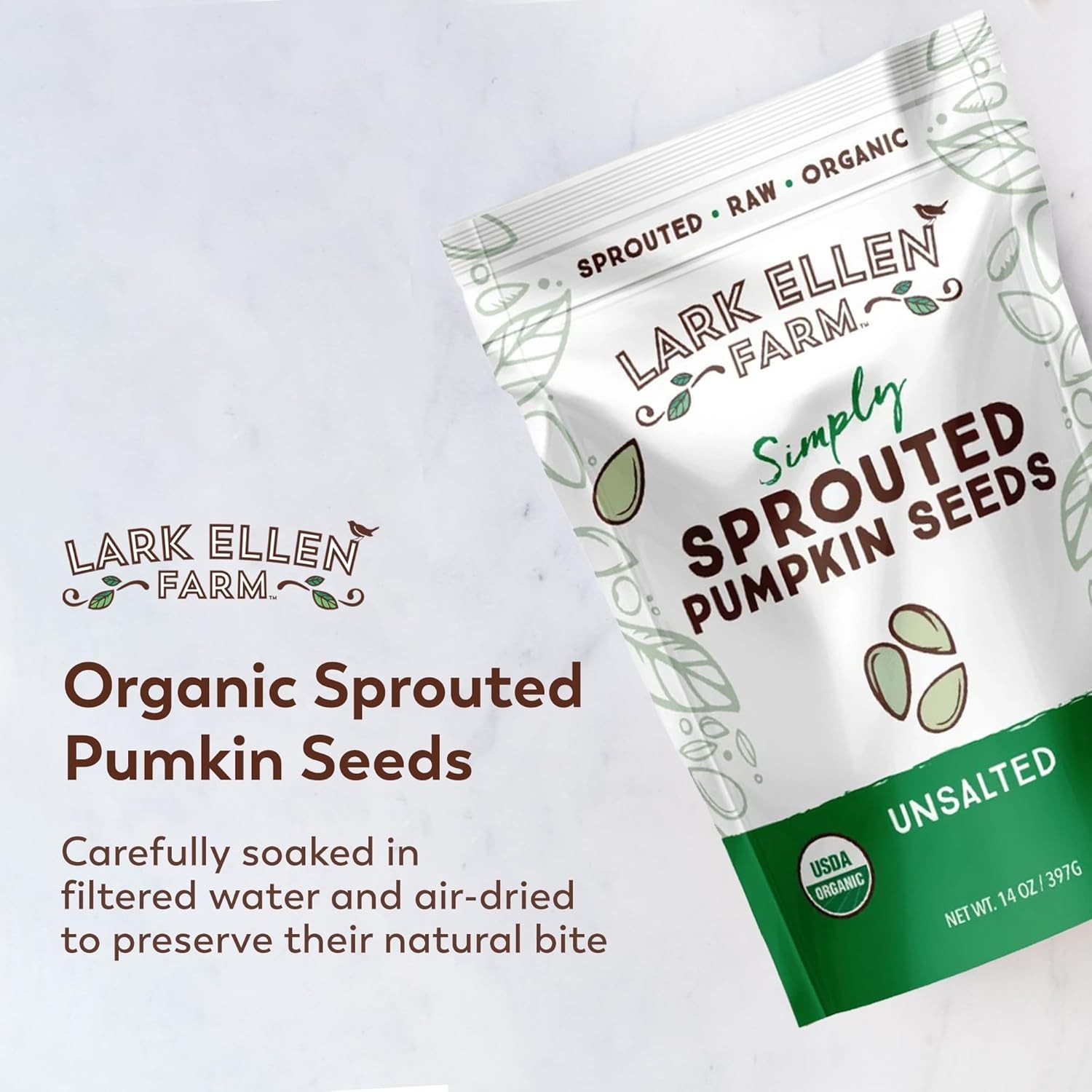 Sprouted Organic Seeds – Raw, Unsalted, Air-Dried Pepitas for Snacking, Salad…