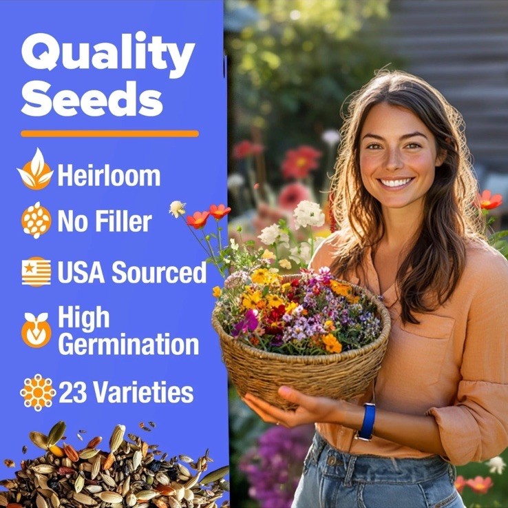 Bulk Non-GMO Wildflower Seeds – 134,000+ Native Seeds for Butterfly Gardens