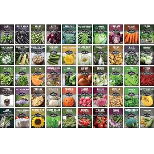 Homesteader Seed Vault – 50 Packs of Non-GMO Heirloom Vegetable, Homesteader 50