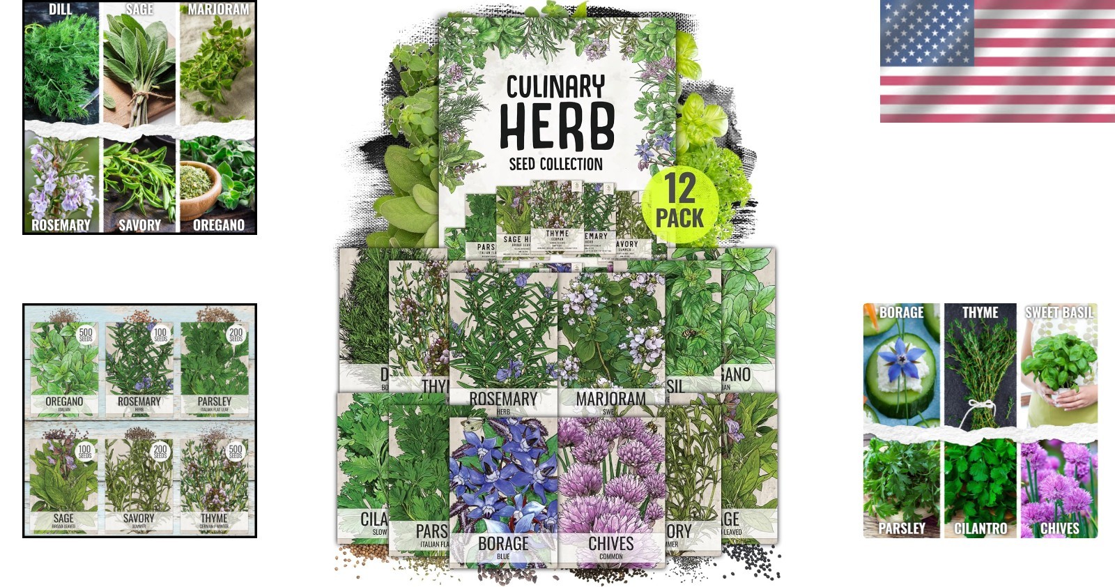 Grown Your Own Culinary and Medicinal Herbs – 12 Pack Heirloom Seeds Collection