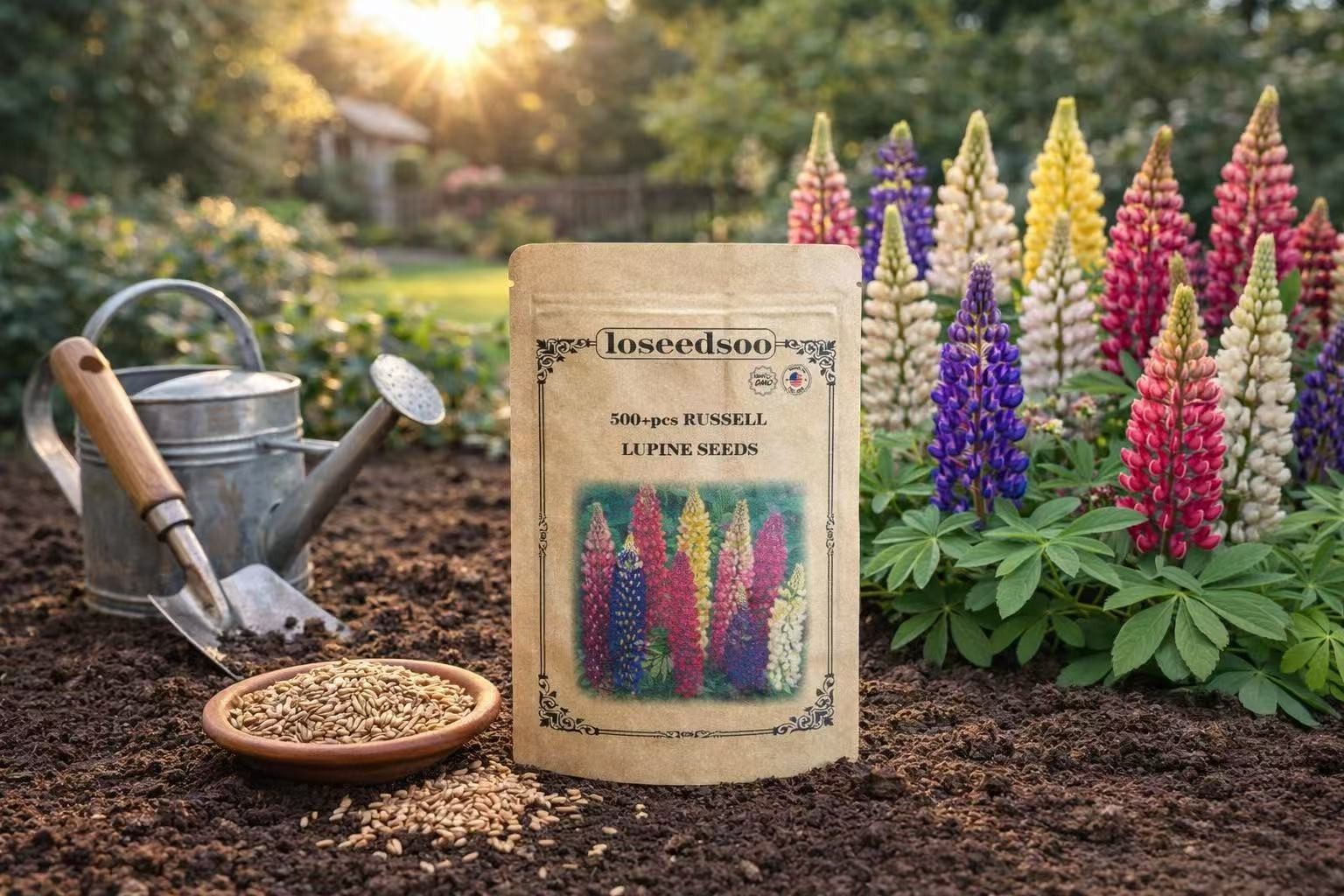 500+ Russell Lupine Seeds – Mixed Color Tall Perennial Flower Seeds for Planting