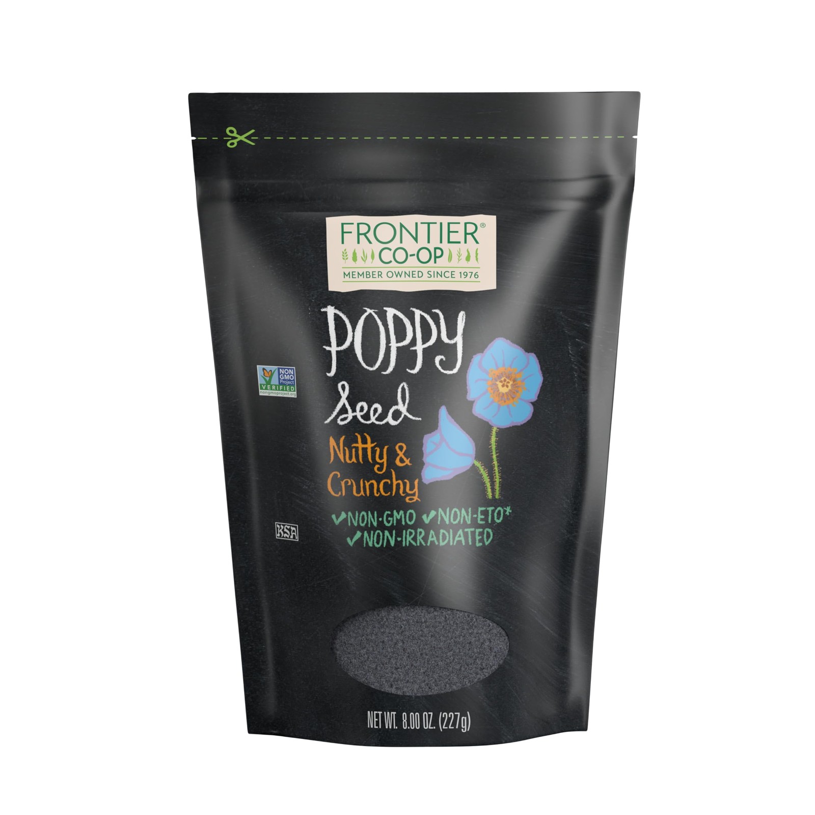 Frontier Co Op Whole Poppy Seeds 8 Ounce Culinary Blue Black Nutty Flavor