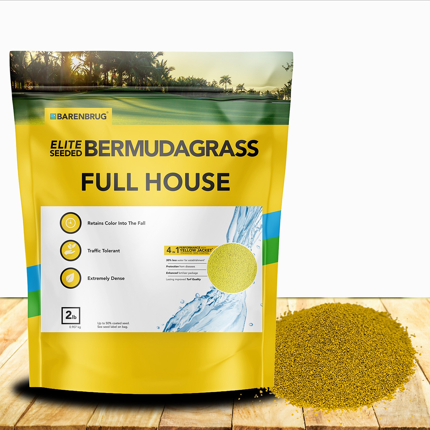 2 LBS Full House Monaco & Hollywood Drought Tolerant Bermuda Grass Seed
