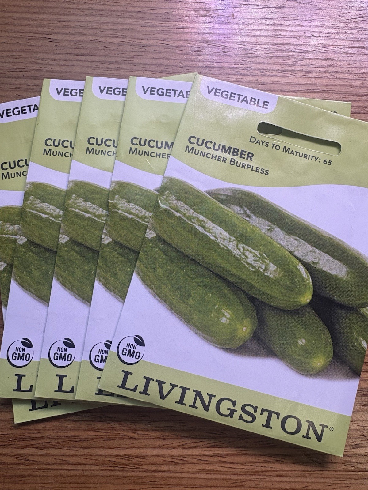 5 PACK Livingston Seed Company Cucumber Muncher Burpless Non-GMO Vegetable Seeds