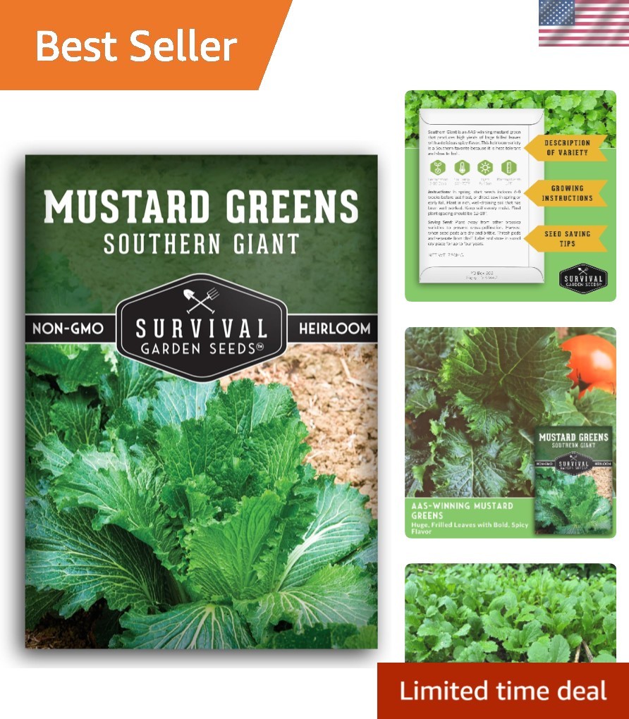 Southern Giant Mustard Green Seeds – Heirloom Non-GMO, Heat Tolerant & Abundant